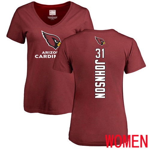 Arizona Cardinals Maroon Women David Johnson Backer NFL Football #31 T Shirt